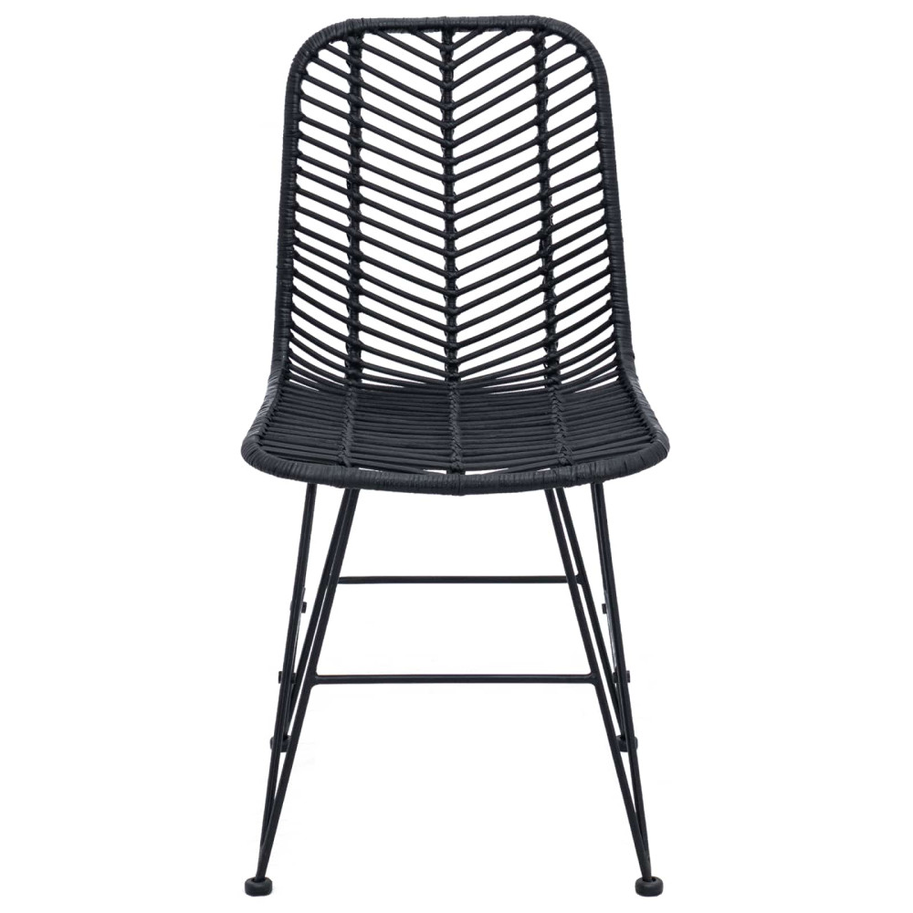 Produktbild för Matstol 2 pcs Rattan och Järn Svart 44,5 x 54,5 x 85 cm