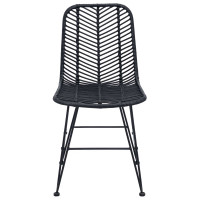 Produktbild för Matstol 2 pcs Rattan och Järn Svart 44,5 x 54,5 x 85 cm