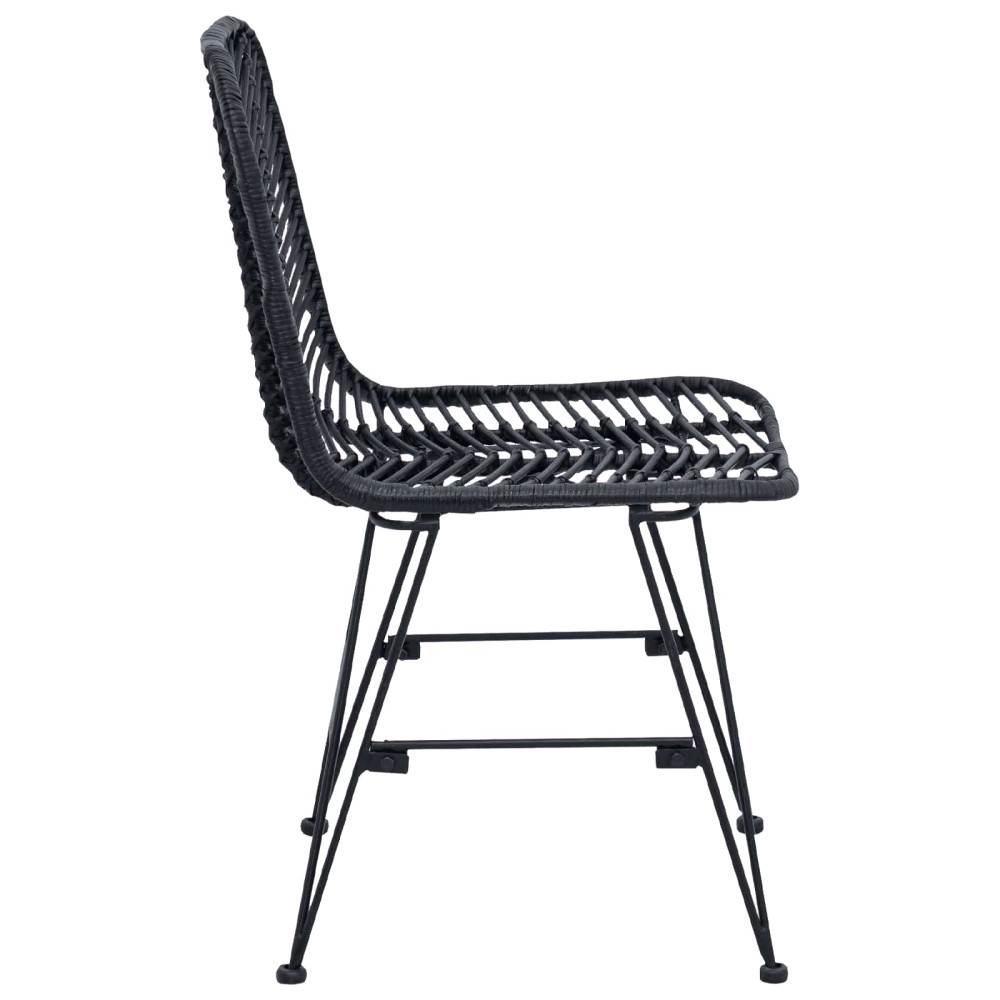 Produktbild för Matstol 2 pcs Rattan och Järn Svart 44,5 x 54,5 x 85 cm