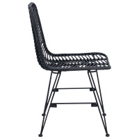 Produktbild för Matstol 2 pcs Rattan och Järn Svart 44,5 x 54,5 x 85 cm