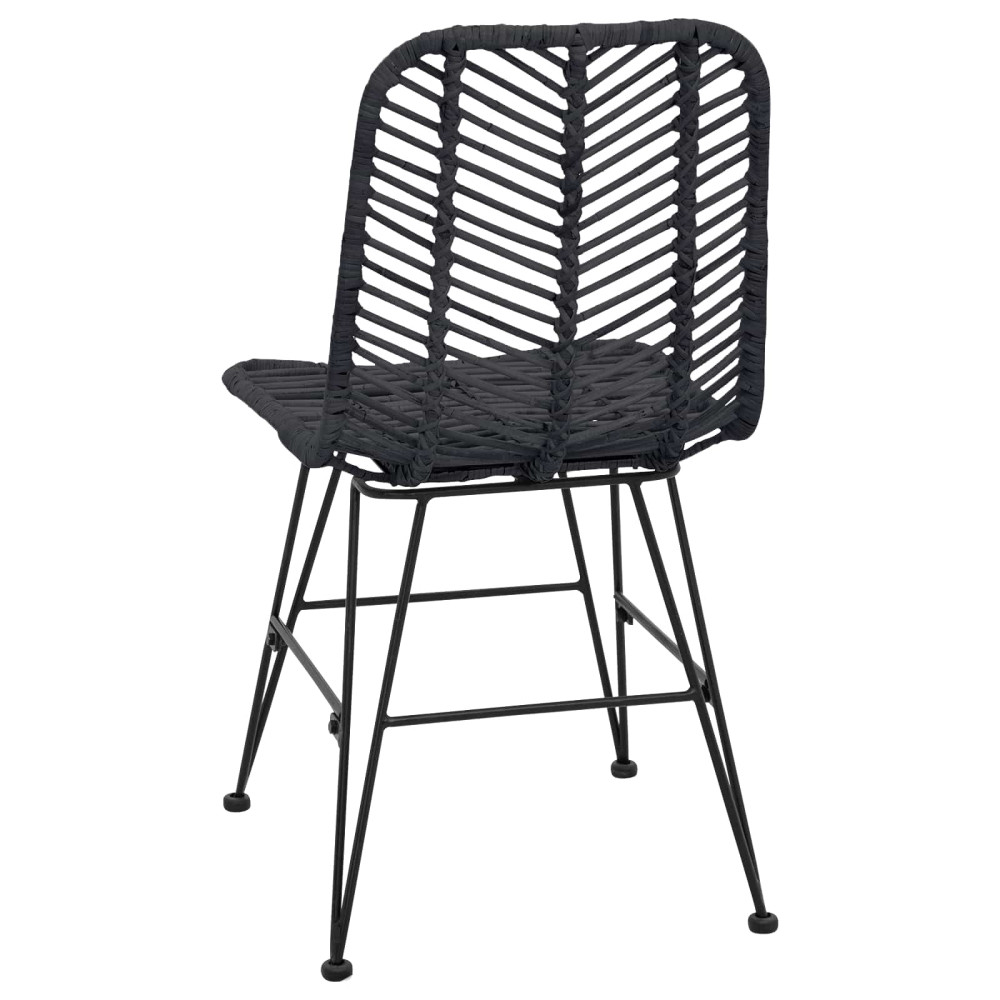 Produktbild för Matstol 2 pcs Rattan och Järn Svart 44,5 x 54,5 x 85 cm