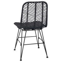 Produktbild för Matstol 2 pcs Rattan och Järn Svart 44,5 x 54,5 x 85 cm