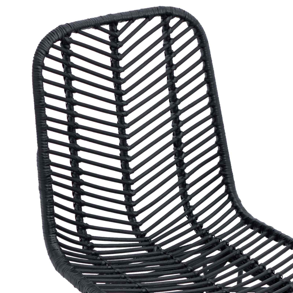 Produktbild för Matstol 2 pcs Rattan och Järn Svart 44,5 x 54,5 x 85 cm