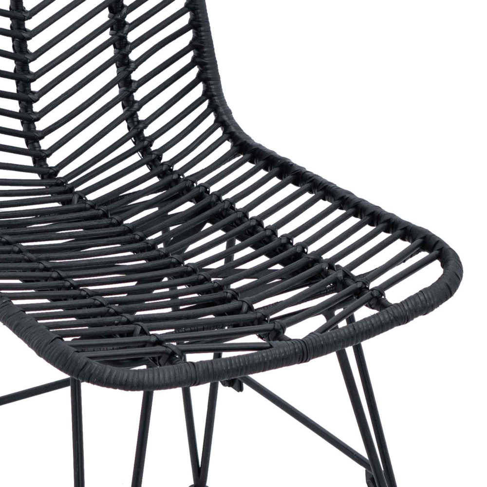 Produktbild för Matstol 2 pcs Rattan och Järn Svart 44,5 x 54,5 x 85 cm