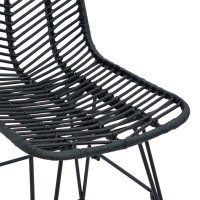 Produktbild för Matstol 2 pcs Rattan och Järn Svart 44,5 x 54,5 x 85 cm