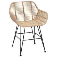 Produktbild för Matstol 2 pcs Rattan och Järn Naturfärg 55 x 50 x 74 cm