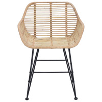 Produktbild för Matstol 2 pcs Rattan och Järn Naturfärg 55 x 50 x 74 cm