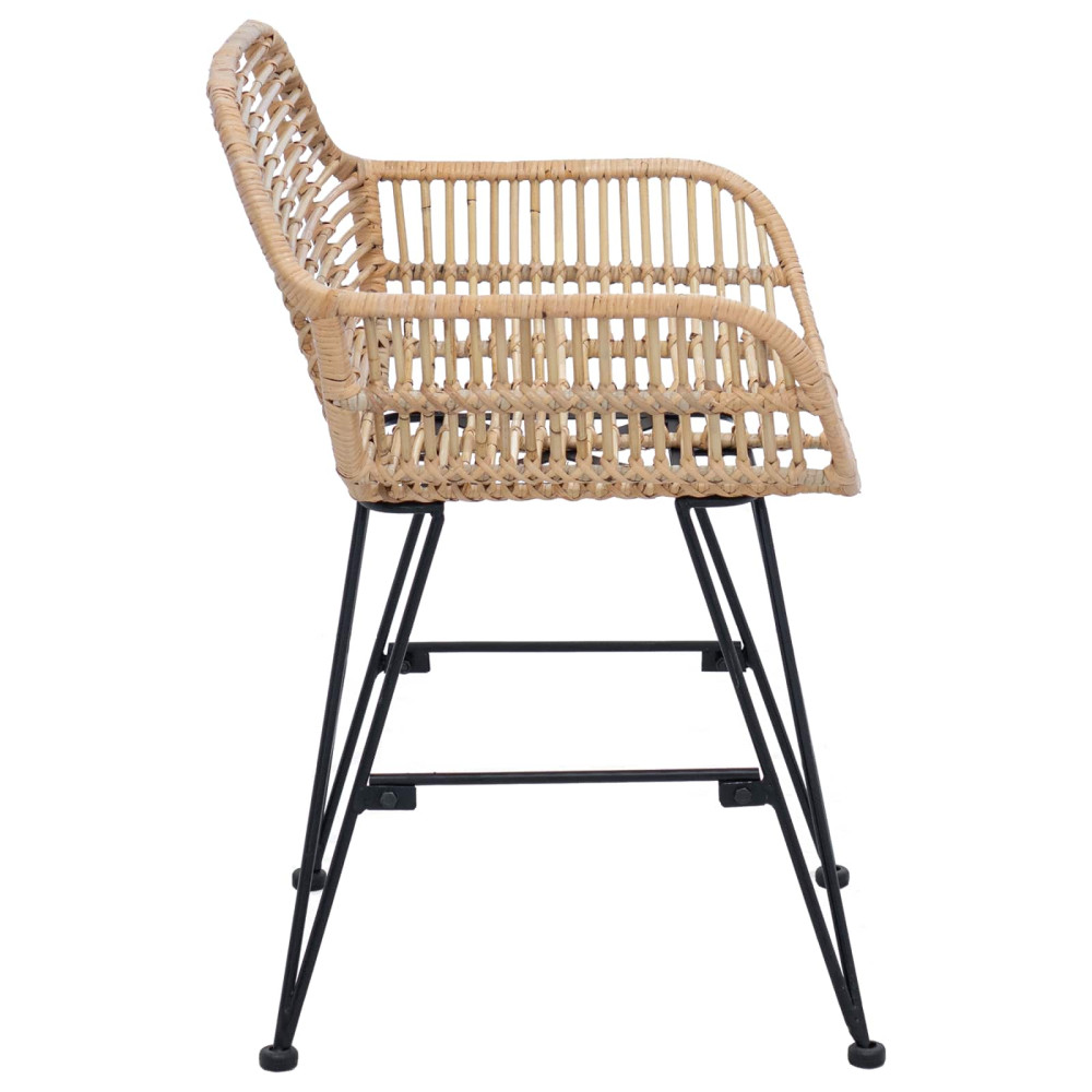 Produktbild för Matstol 2 pcs Rattan och Järn Naturfärg 55 x 50 x 74 cm