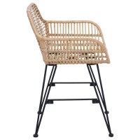 Produktbild för Matstol 2 pcs Rattan och Järn Naturfärg 55 x 50 x 74 cm