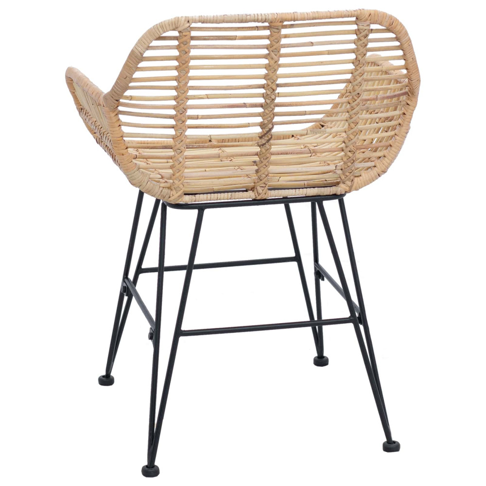 Produktbild för Matstol 2 pcs Rattan och Järn Naturfärg 55 x 50 x 74 cm