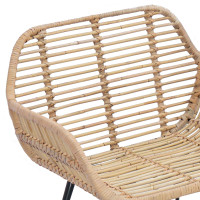 Produktbild för Matstol 2 pcs Rattan och Järn Naturfärg 55 x 50 x 74 cm