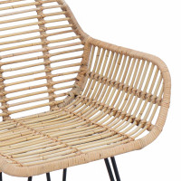 Produktbild för Matstol 2 pcs Rattan och Järn Naturfärg 55 x 50 x 74 cm