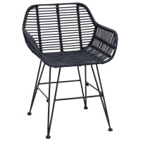 Produktbild för Matstol 2 pcs Rattan och Järn Svart 55 x 50 x 74 cm