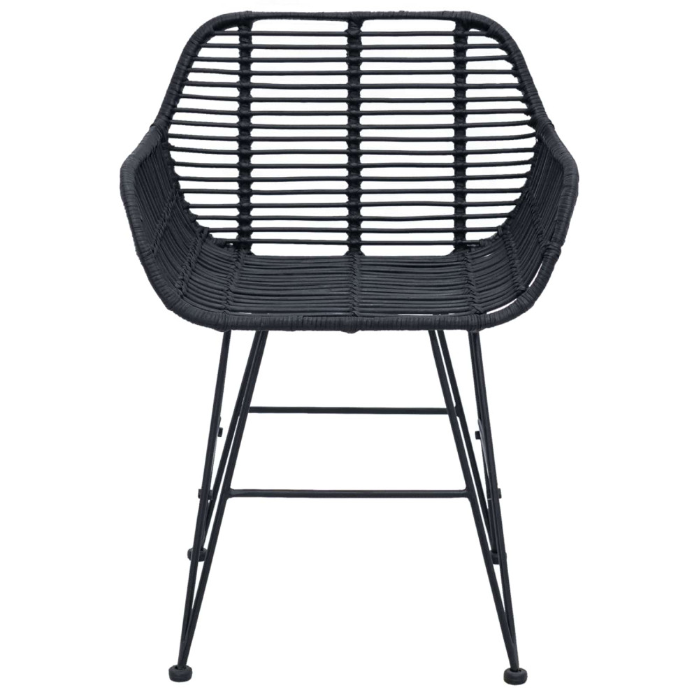 Produktbild för Matstol 2 pcs Rattan och Järn Svart 55 x 50 x 74 cm