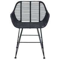 Produktbild för Matstol 2 pcs Rattan och Järn Svart 55 x 50 x 74 cm
