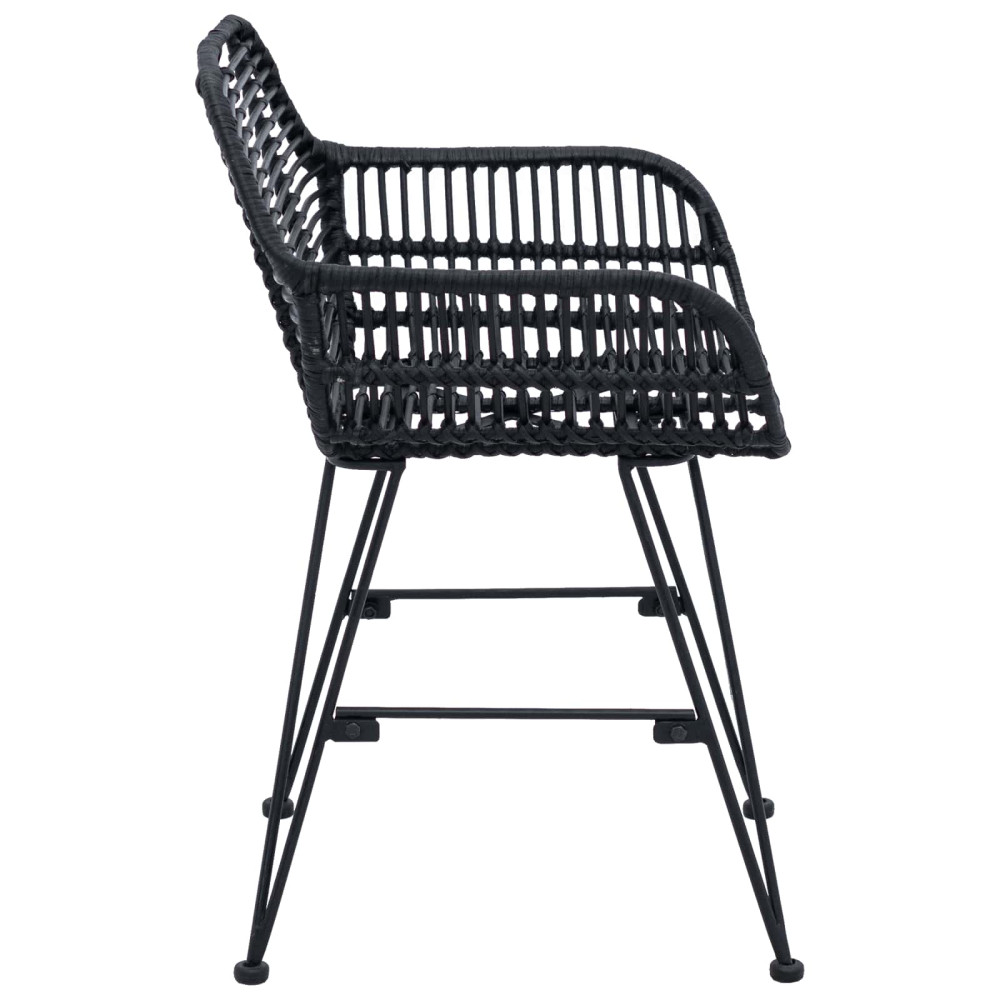Produktbild för Matstol 2 pcs Rattan och Järn Svart 55 x 50 x 74 cm