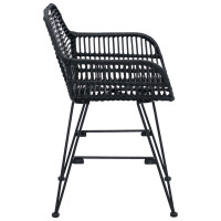 Produktbild för Matstol 2 pcs Rattan och Järn Svart 55 x 50 x 74 cm