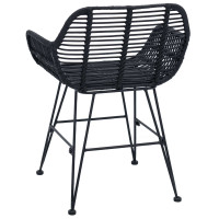 Produktbild för Matstol 2 pcs Rattan och Järn Svart 55 x 50 x 74 cm