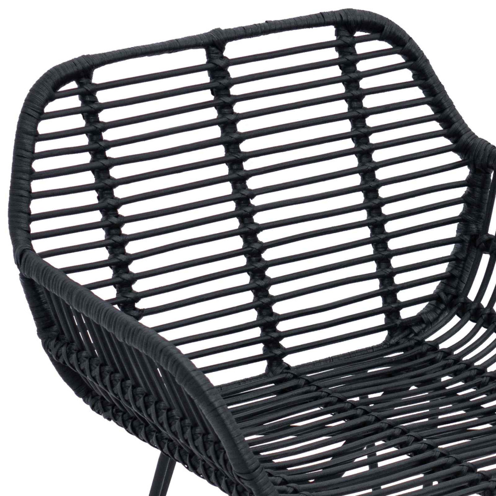 Produktbild för Matstol 2 pcs Rattan och Järn Svart 55 x 50 x 74 cm