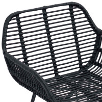 Produktbild för Matstol 2 pcs Rattan och Järn Svart 55 x 50 x 74 cm