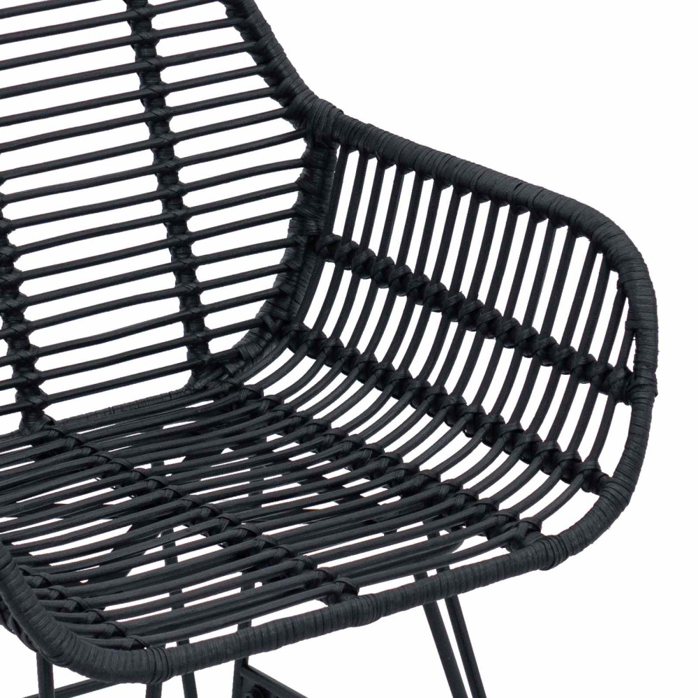 Produktbild för Matstol 2 pcs Rattan och Järn Svart 55 x 50 x 74 cm
