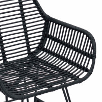 Produktbild för Matstol 2 pcs Rattan och Järn Svart 55 x 50 x 74 cm