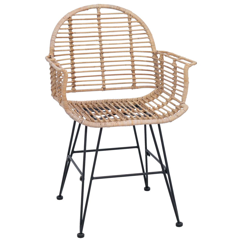 Produktbild för Matstol 2 pcs Rattan och Järn Naturfärg 57 x 55 x 85 cm