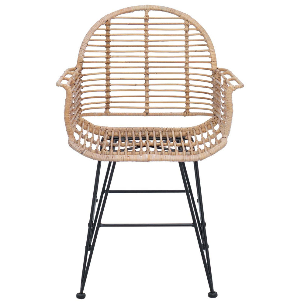 Produktbild för Matstol 2 pcs Rattan och Järn Naturfärg 57 x 55 x 85 cm