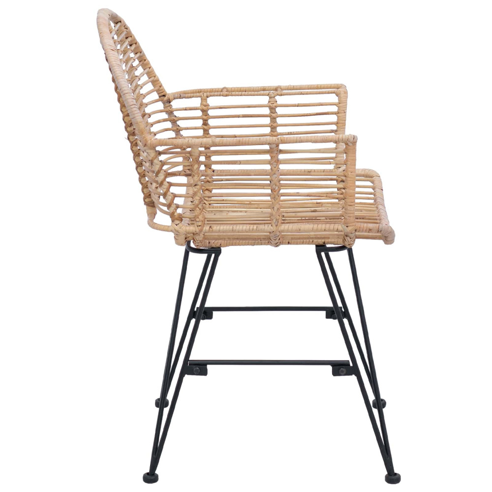 Produktbild för Matstol 2 pcs Rattan och Järn Naturfärg 57 x 55 x 85 cm