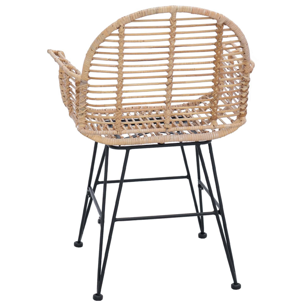 Produktbild för Matstol 2 pcs Rattan och Järn Naturfärg 57 x 55 x 85 cm