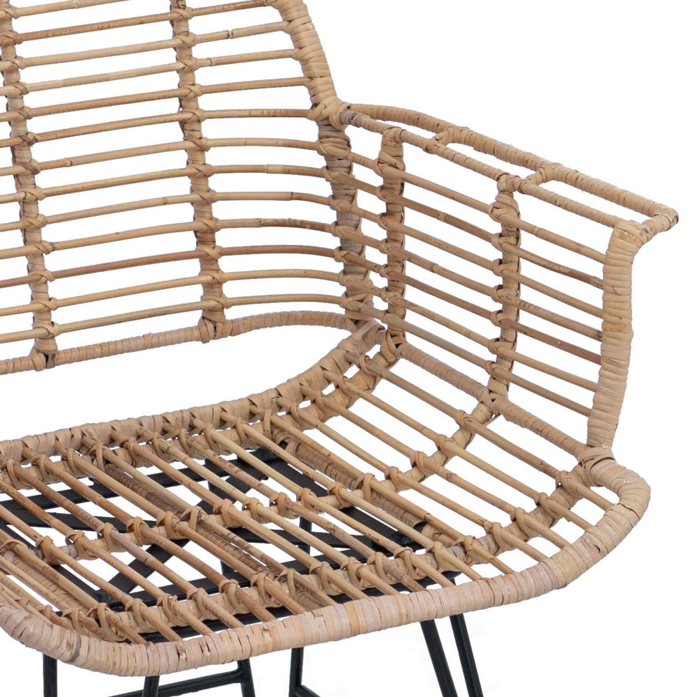 Produktbild för Matstol 2 pcs Rattan och Järn Naturfärg 57 x 55 x 85 cm