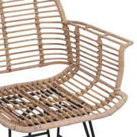 Produktbild för Matstol 2 pcs Rattan och Järn Naturfärg 57 x 55 x 85 cm