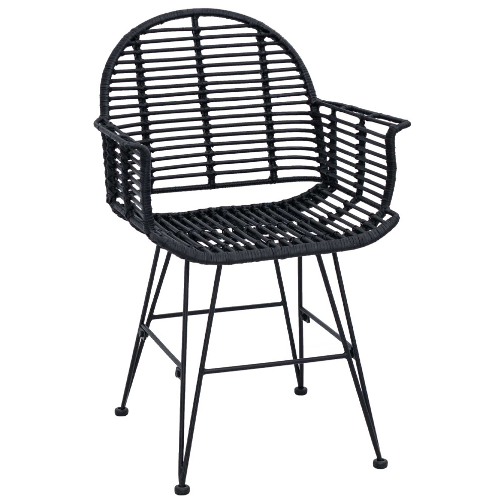 Produktbild för Matstol 2 pcs Rattan och Järn Svart 57 x 55 x 85 cm