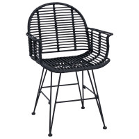 Produktbild för Matstol 2 pcs Rattan och Järn Svart 57 x 55 x 85 cm
