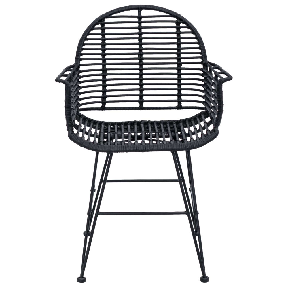 Produktbild för Matstol 2 pcs Rattan och Järn Svart 57 x 55 x 85 cm