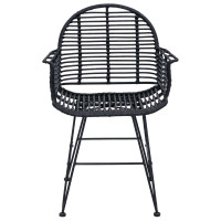 Produktbild för Matstol 2 pcs Rattan och Järn Svart 57 x 55 x 85 cm