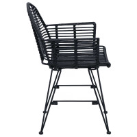 Produktbild för Matstol 2 pcs Rattan och Järn Svart 57 x 55 x 85 cm