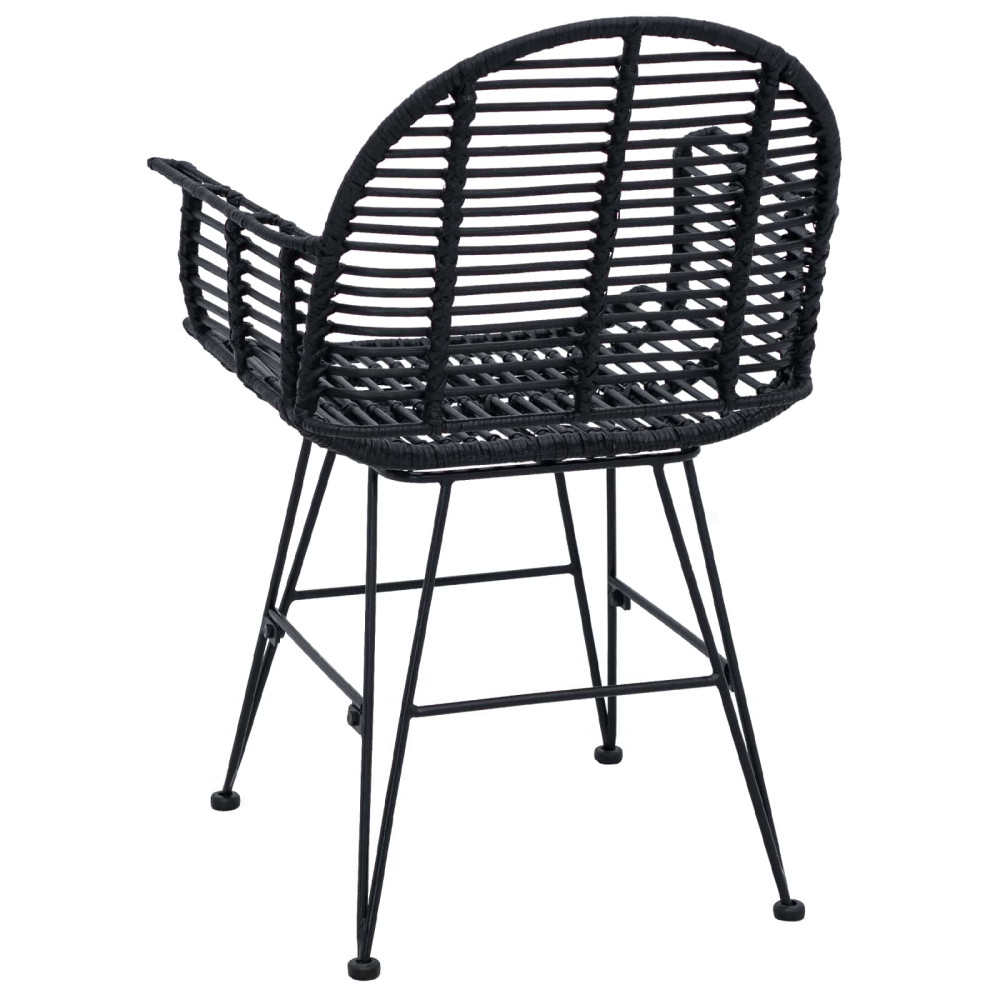 Produktbild för Matstol 2 pcs Rattan och Järn Svart 57 x 55 x 85 cm
