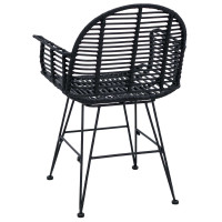 Produktbild för Matstol 2 pcs Rattan och Järn Svart 57 x 55 x 85 cm