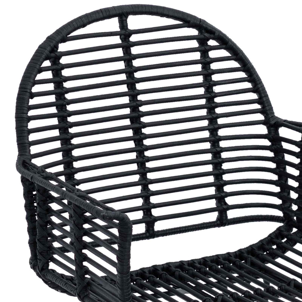 Produktbild för Matstol 2 pcs Rattan och Järn Svart 57 x 55 x 85 cm
