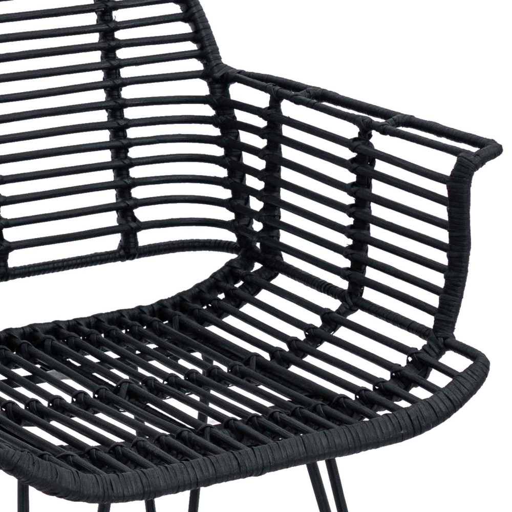 Produktbild för Matstol 2 pcs Rattan och Järn Svart 57 x 55 x 85 cm