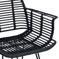 Produktbild för Matstol 2 pcs Rattan och Järn Svart 57 x 55 x 85 cm