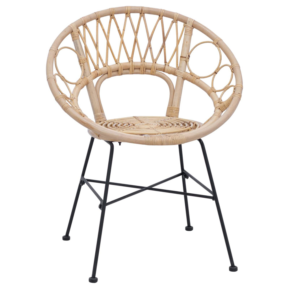 Produktbild för Matstol 2 pcs Rattan och Järn Naturfärg 54 x 65 x 82 cm