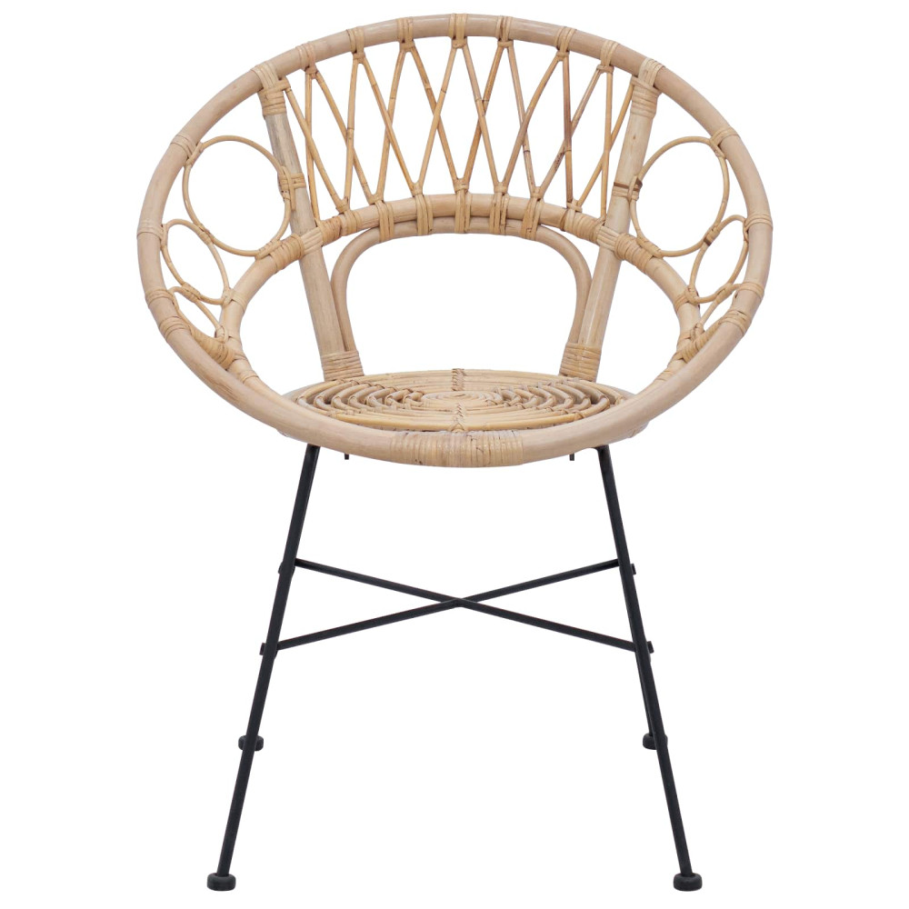 Produktbild för Matstol 2 pcs Rattan och Järn Naturfärg 54 x 65 x 82 cm