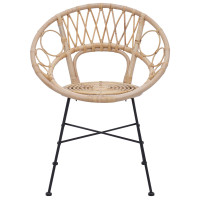 Produktbild för Matstol 2 pcs Rattan och Järn Naturfärg 54 x 65 x 82 cm