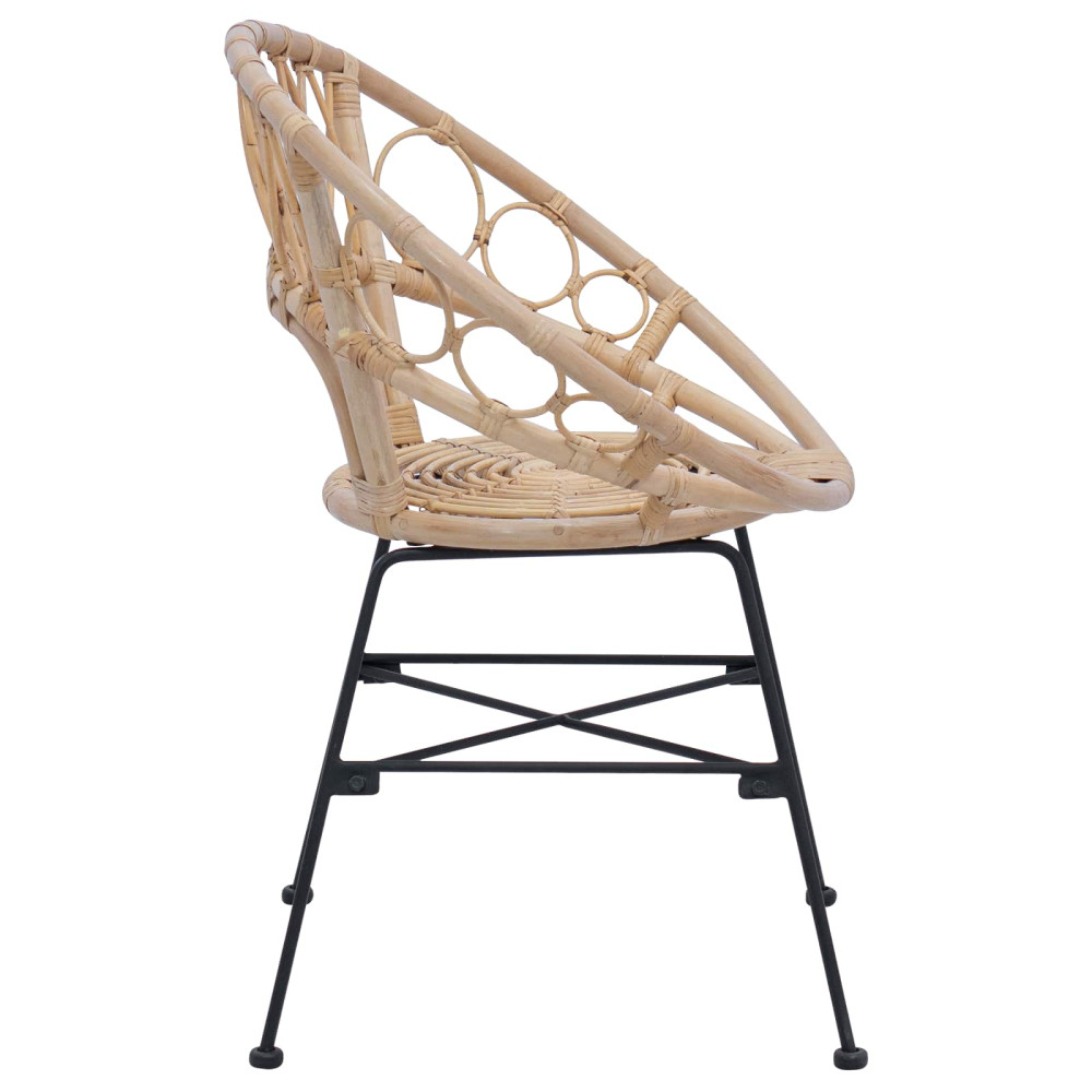 Produktbild för Matstol 2 pcs Rattan och Järn Naturfärg 54 x 65 x 82 cm