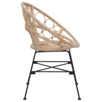 Produktbild för Matstol 2 pcs Rattan och Järn Naturfärg 54 x 65 x 82 cm