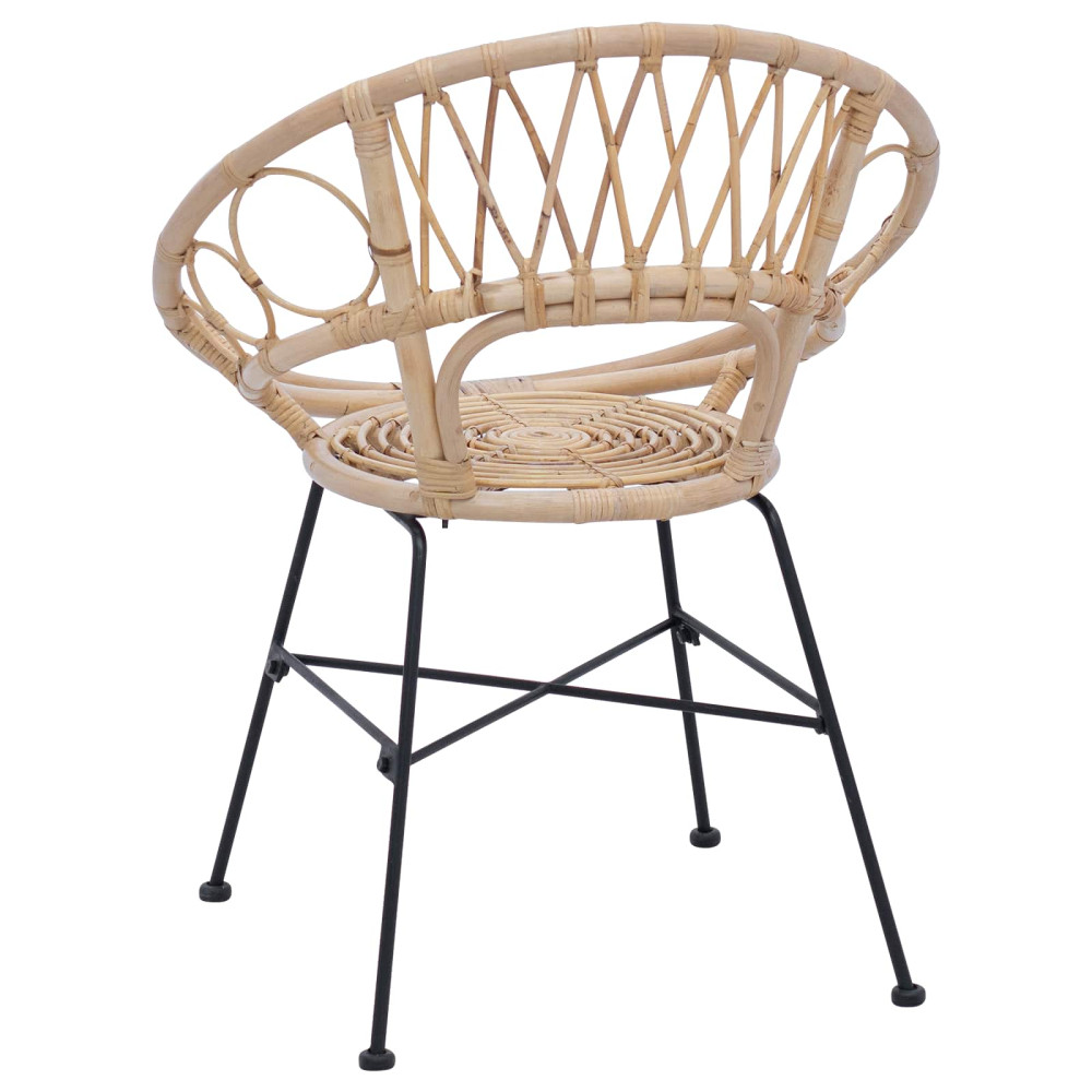 Produktbild för Matstol 2 pcs Rattan och Järn Naturfärg 54 x 65 x 82 cm