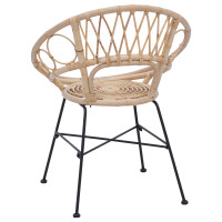 Produktbild för Matstol 2 pcs Rattan och Järn Naturfärg 54 x 65 x 82 cm