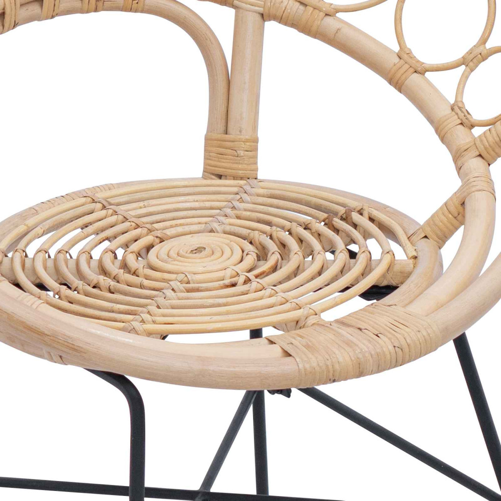 Produktbild för Matstol 2 pcs Rattan och Järn Naturfärg 54 x 65 x 82 cm